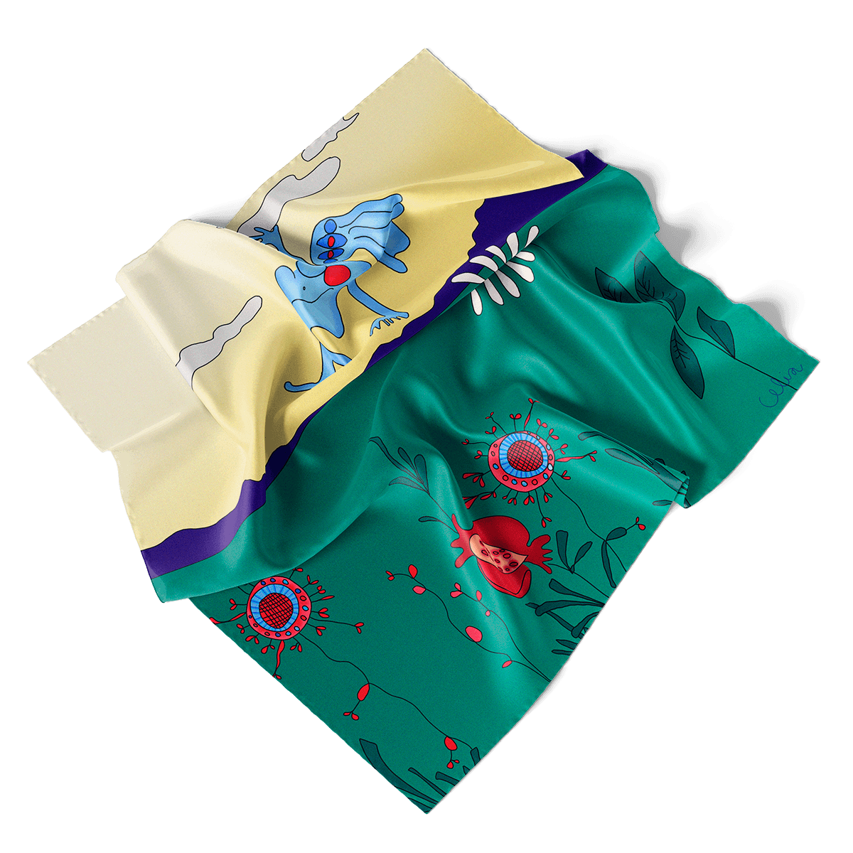 2º 2ª EPDMC Series scarf in Habotai silk