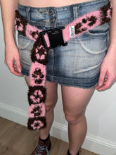 Load image into Gallery viewer, Fluffy Flower Belt Pink &amp; Brown
