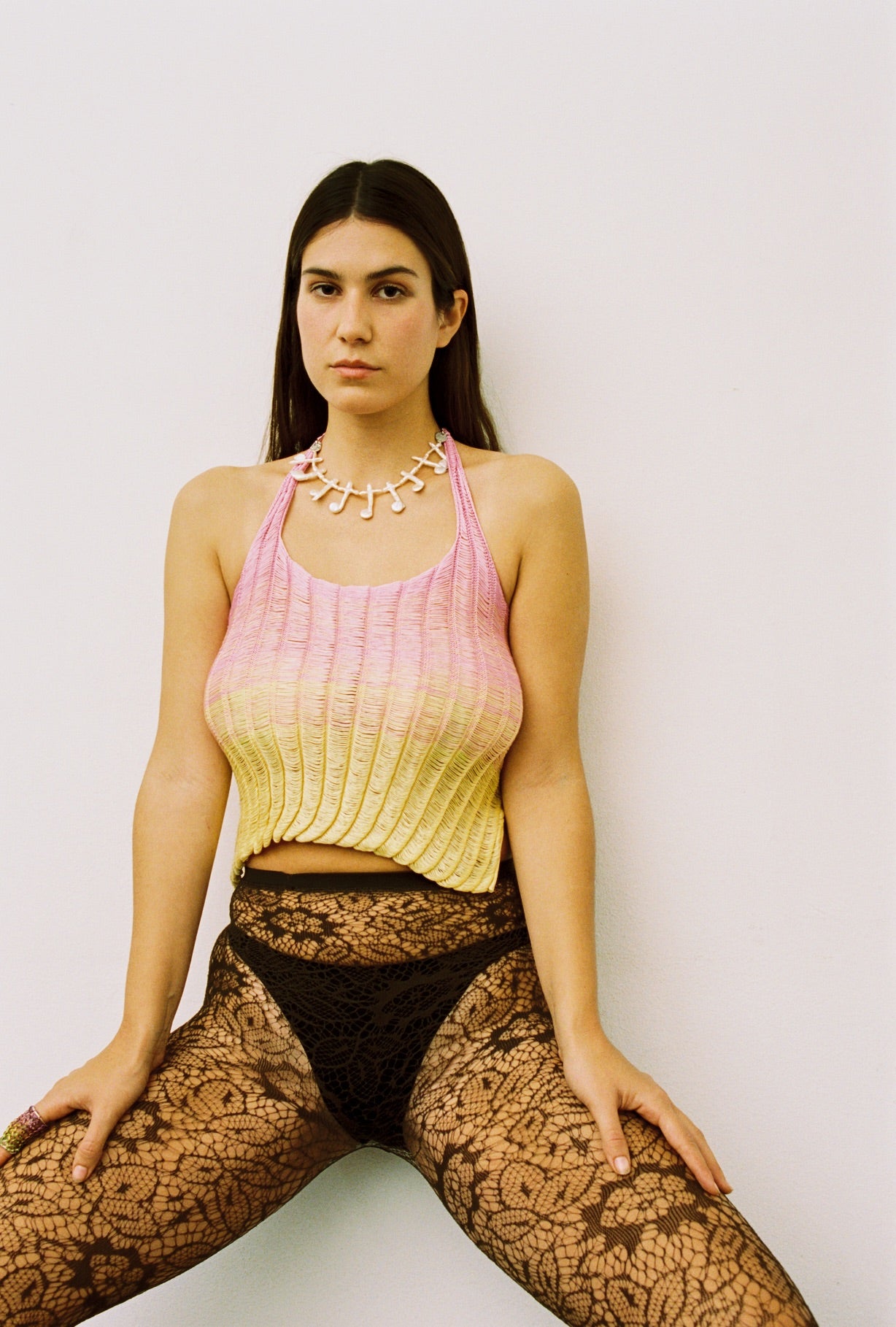 Marie Top in Yellow & Pink