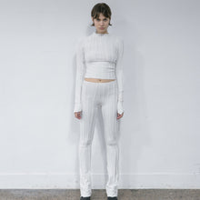 Load image into Gallery viewer, Asymmetric Full Suture Flare Pants Cream
