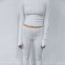 Load image into Gallery viewer, Asymmetric Full Suture Flare Pants Cream
