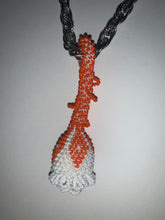 Load image into Gallery viewer, Beaded Flower Necklace Orange &amp; White
